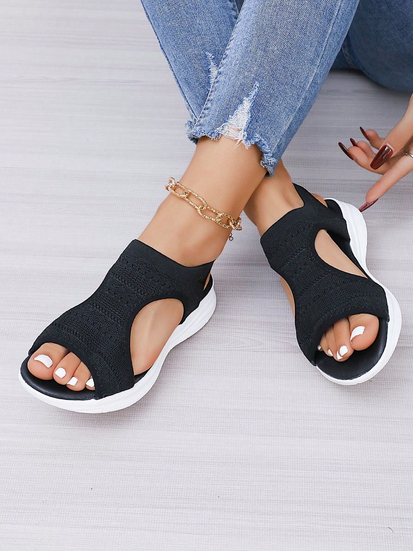 Women Slippers Summer Plus Size Wedge Chunky Platform Pink Slides High Heel Beach Sandals Casual Woven Pink Slippers