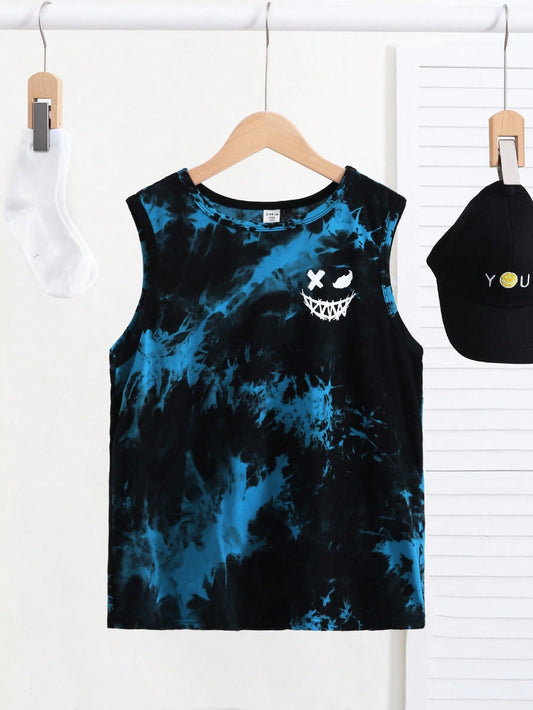 Tween Boys' Summer Casual And Streetwear Style Expression Print Tank Top