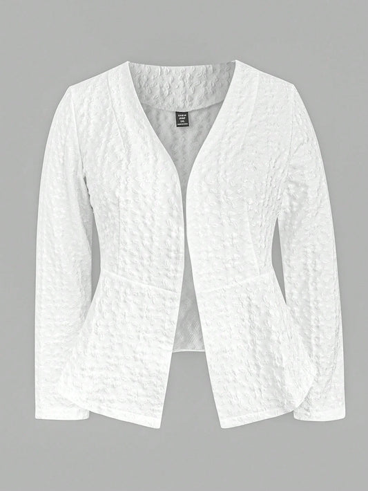 Women Plain Jacquard Fabric Simple And Concise Blazer