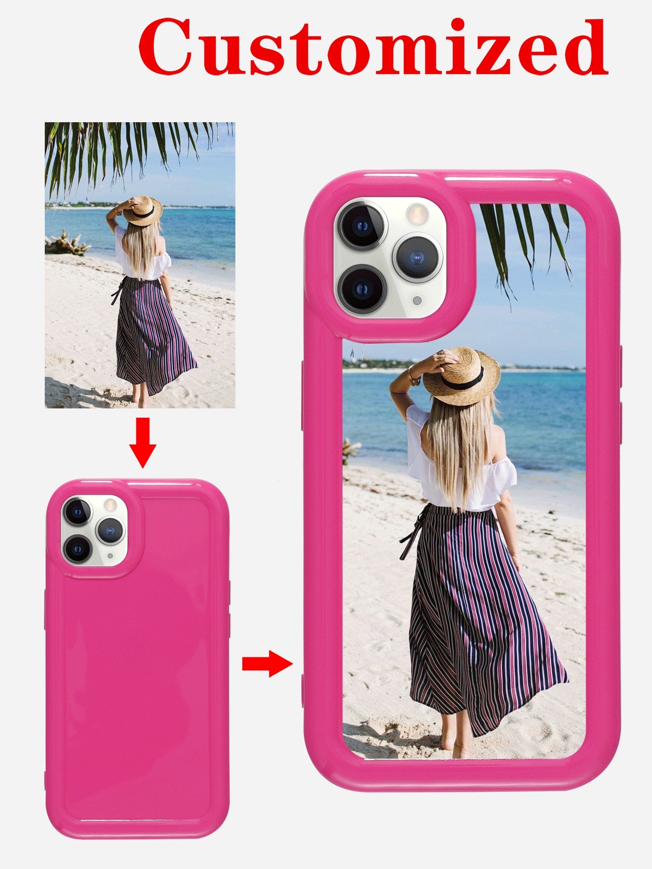 Customized TPU Clear Soft Phone Case Compatible With Iphone 11/12/13/14/15 Pro Max, With Full Coverage Protective Cover, Anti-Fall, Suitable For Daily Life, Beach, Floral, Cute Cartoon, Sweet, Sexy, Personalized, Best Friends, Baby And Pet Photos.
