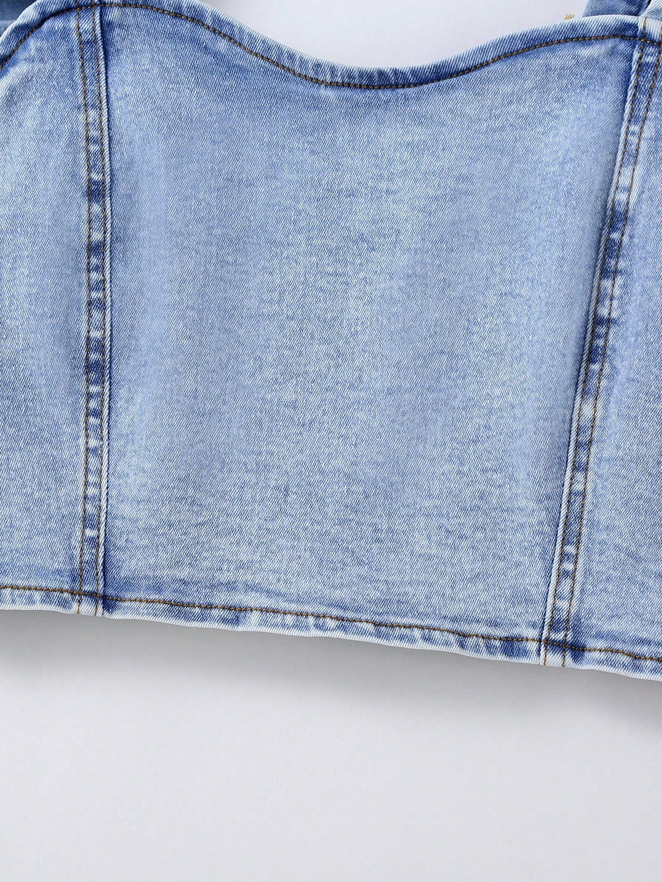 Teen Girl Casual And Fresh Short Cropped Denim Top With Ruffled Hem For Spring And Summer