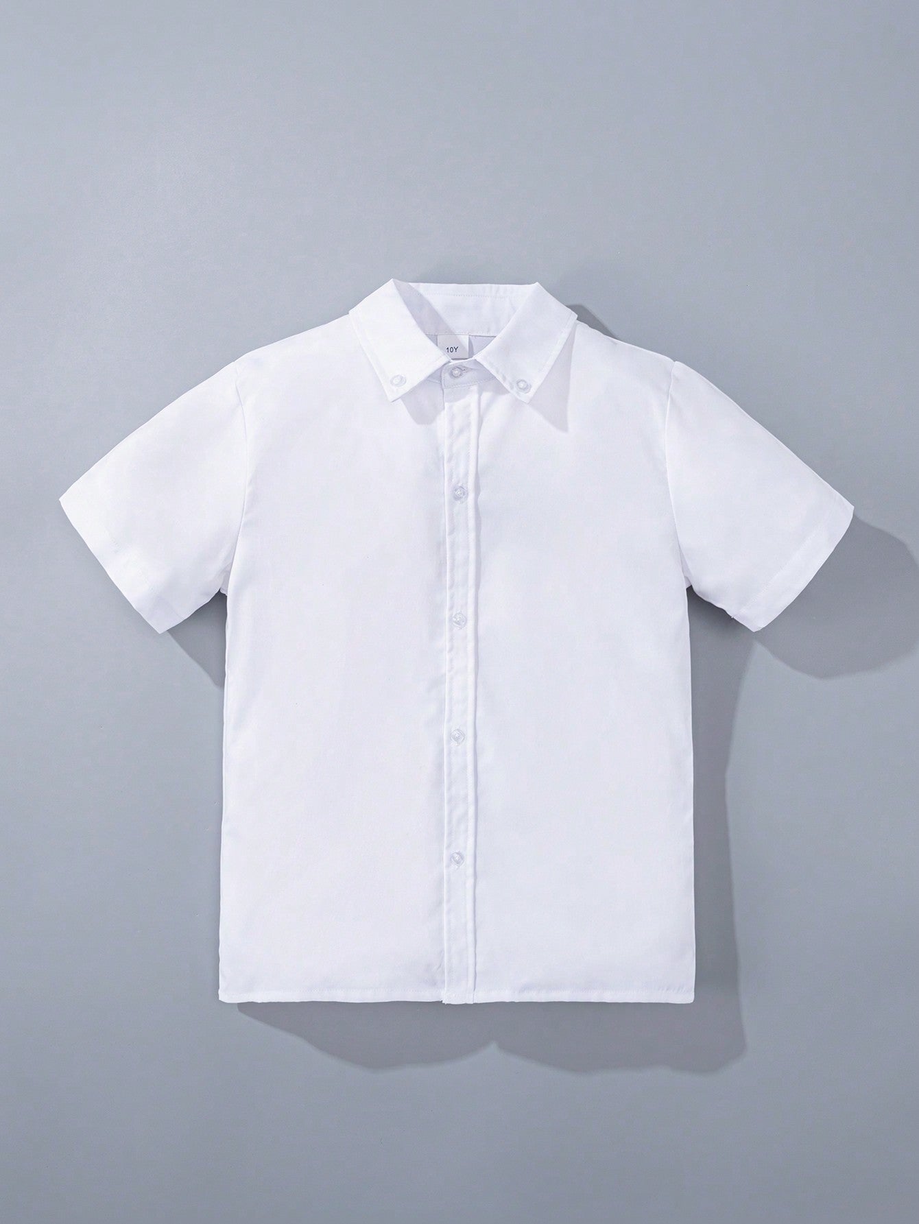 Tween Boy Classic Casual College Style Button Down White Short Sleeve Shirt, For Formal Events, College Parties, And Performances