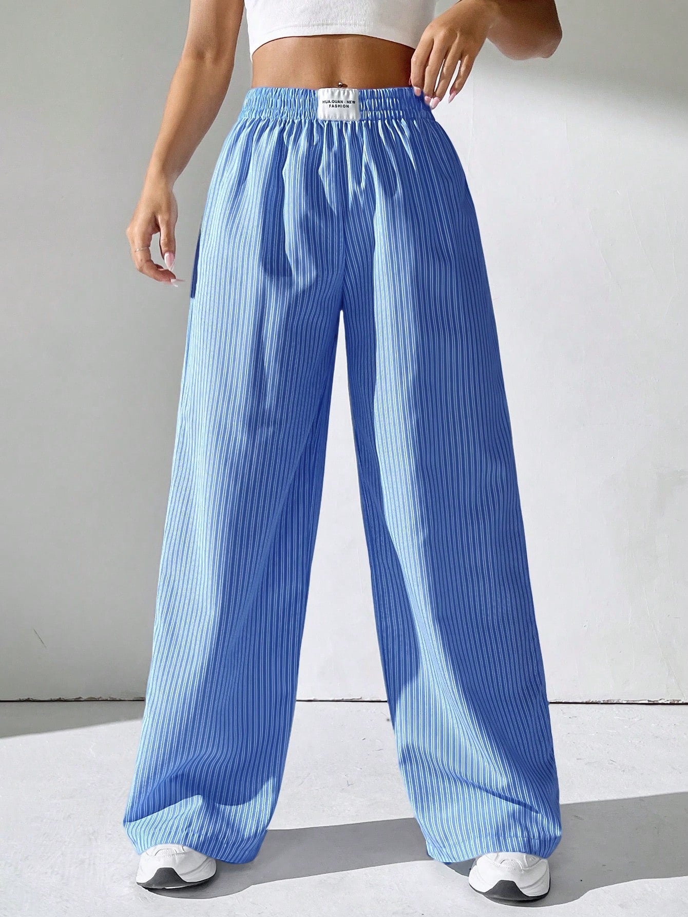 Pink Striped Woven Women's Trousers