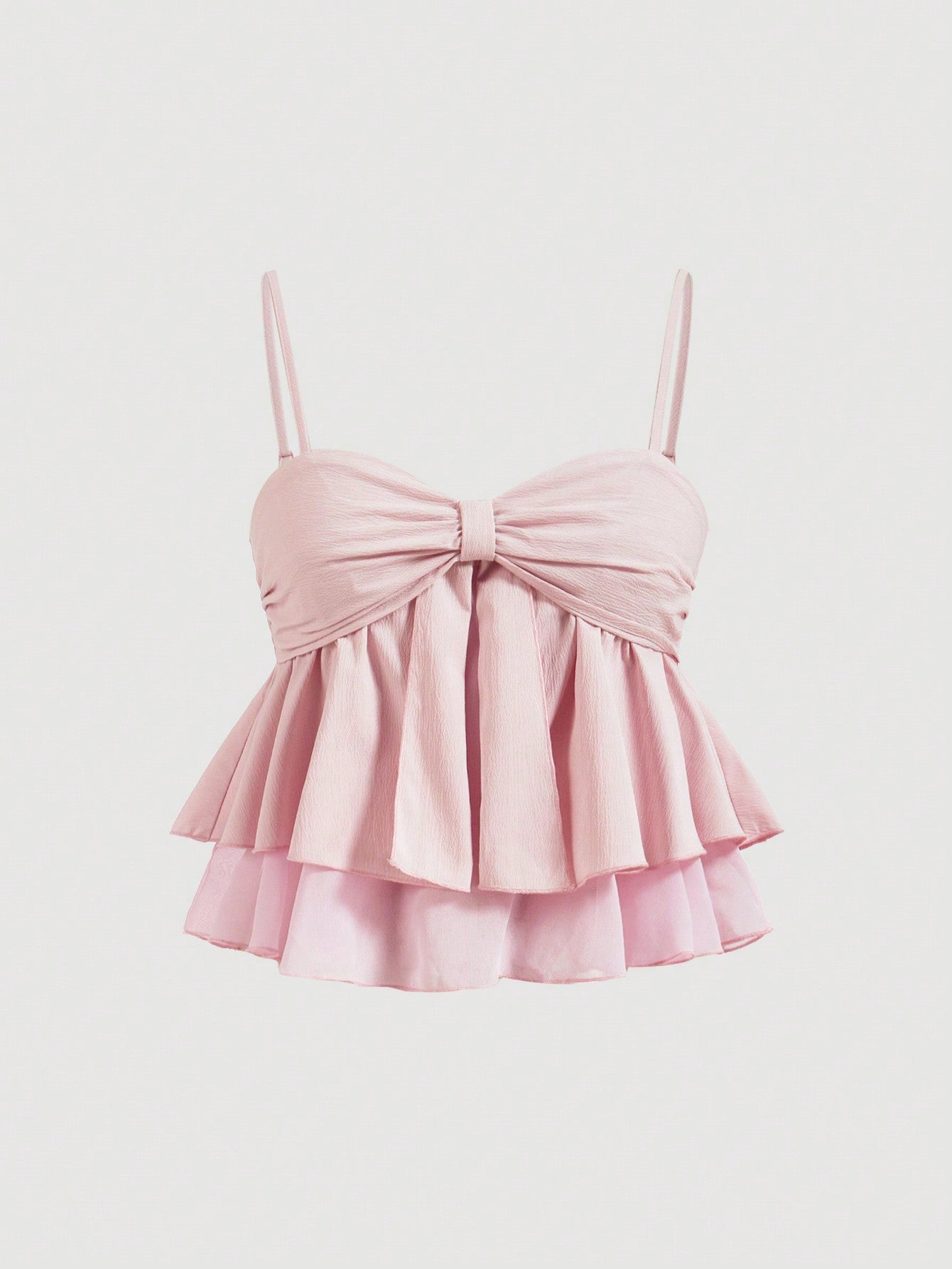 Women Summer Sweet Pink Pleated Ruffle Trim Camisole Top,Summer Crop Tops