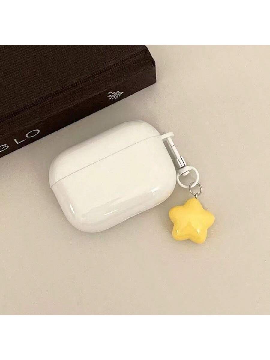 1pc Shiny White Airpods Case For 2nd Generation With Star Pendant