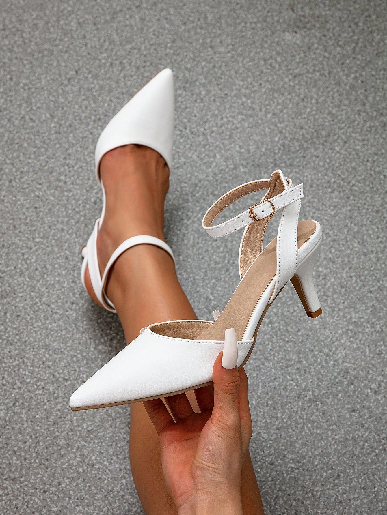 Women's High-Heeled Pointed Toe Pumps With Hollow Out Design And Ankle Straps