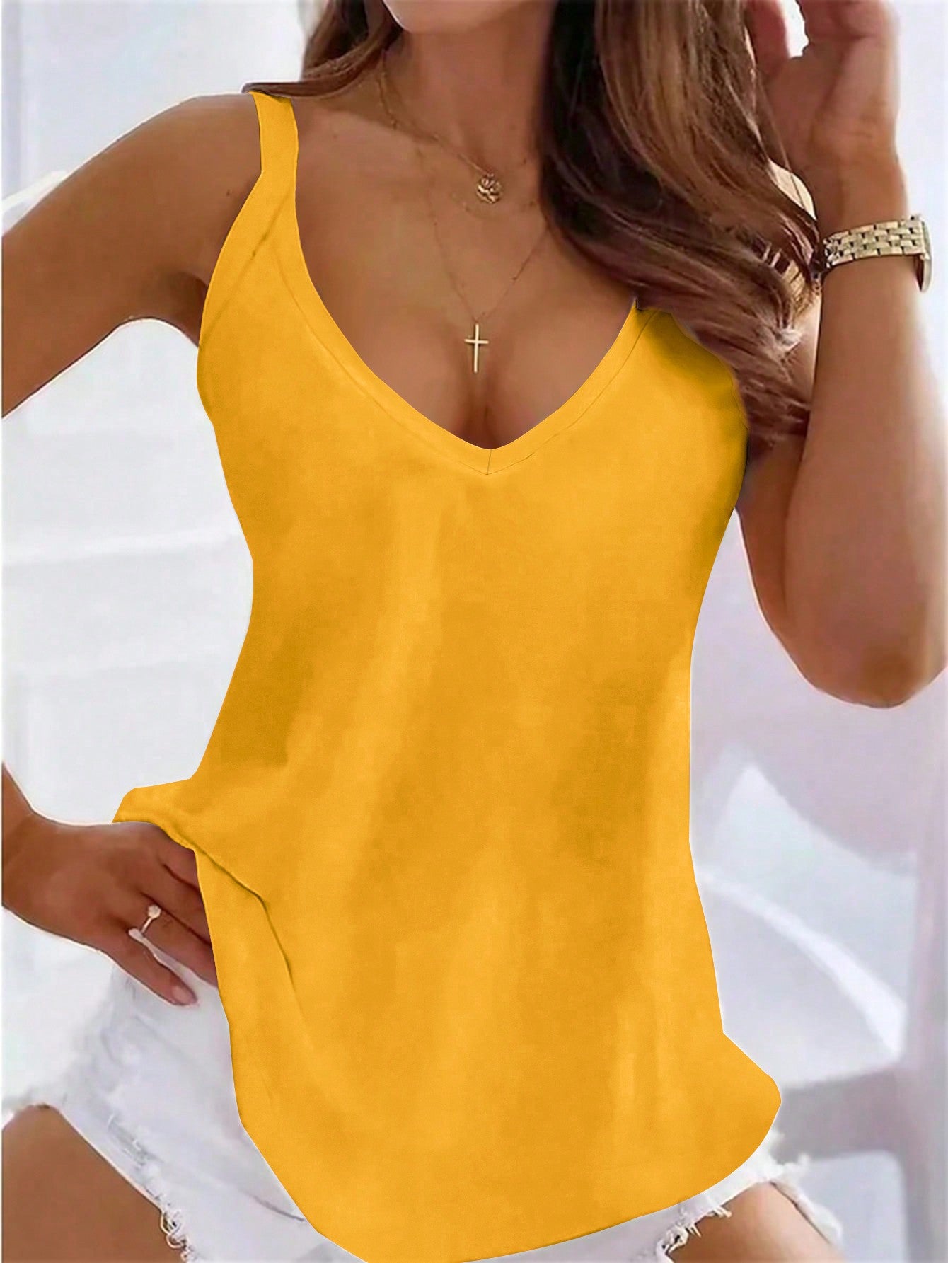 Plus Size Women's Solid Color Simple Style Daily Camisole Top