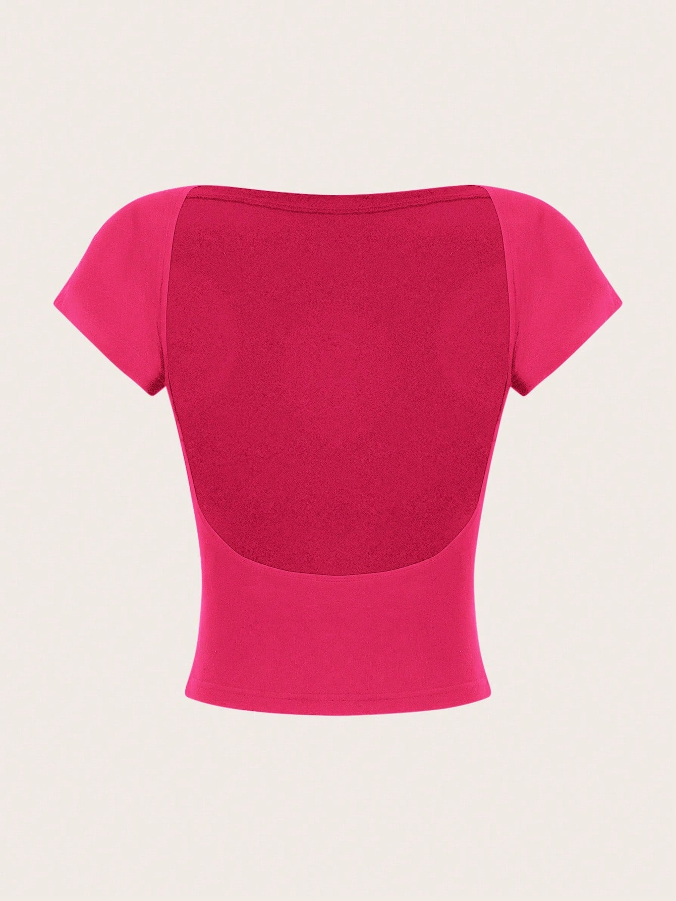 Sexy Casual Minimalist Solid Off-Shoulder Short Sleeve Backless Slim Fit Women T-Shirt, Summer