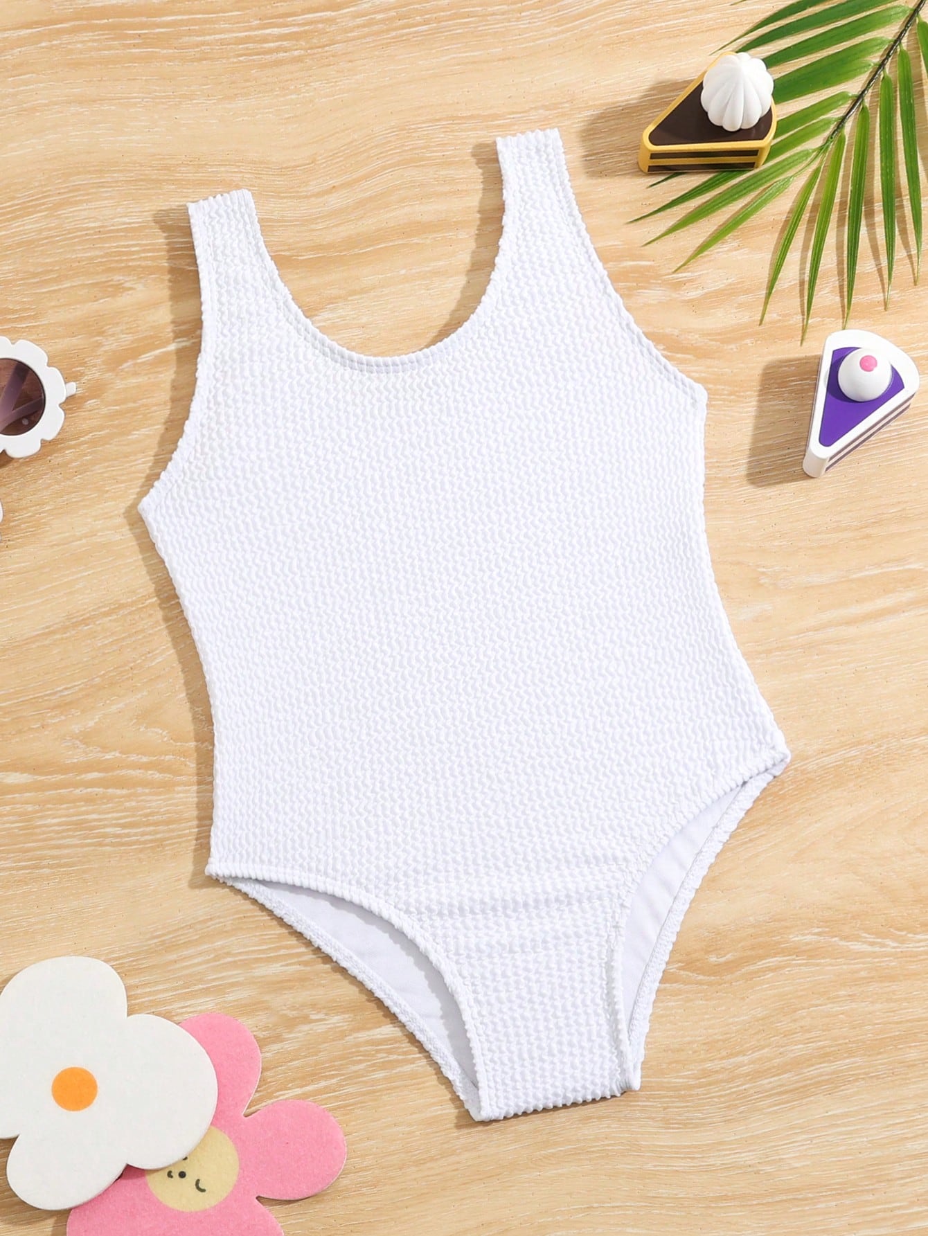 Young Girl Solid One Piece Swimsuit