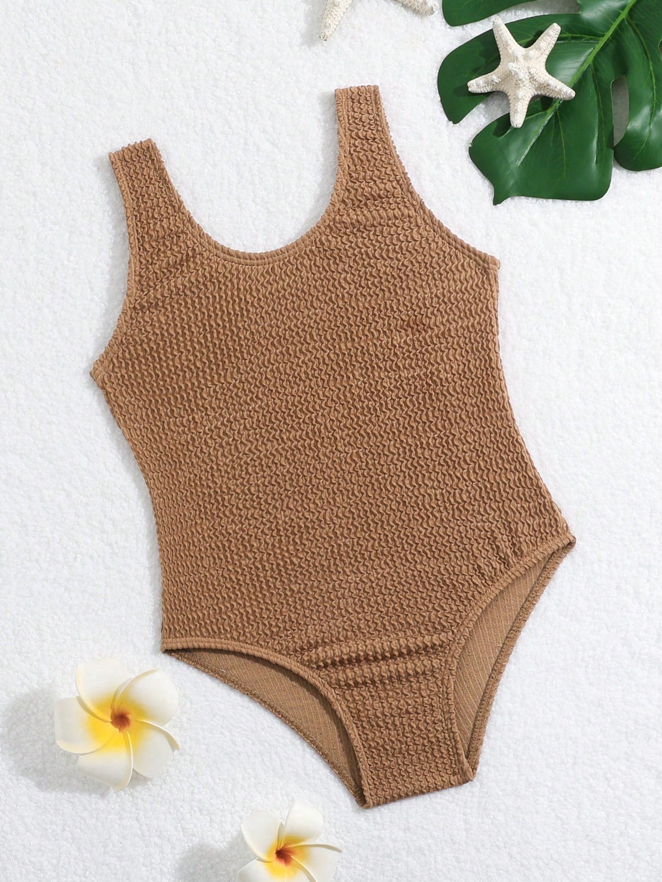 Young Girl Solid One Piece Swimsuit