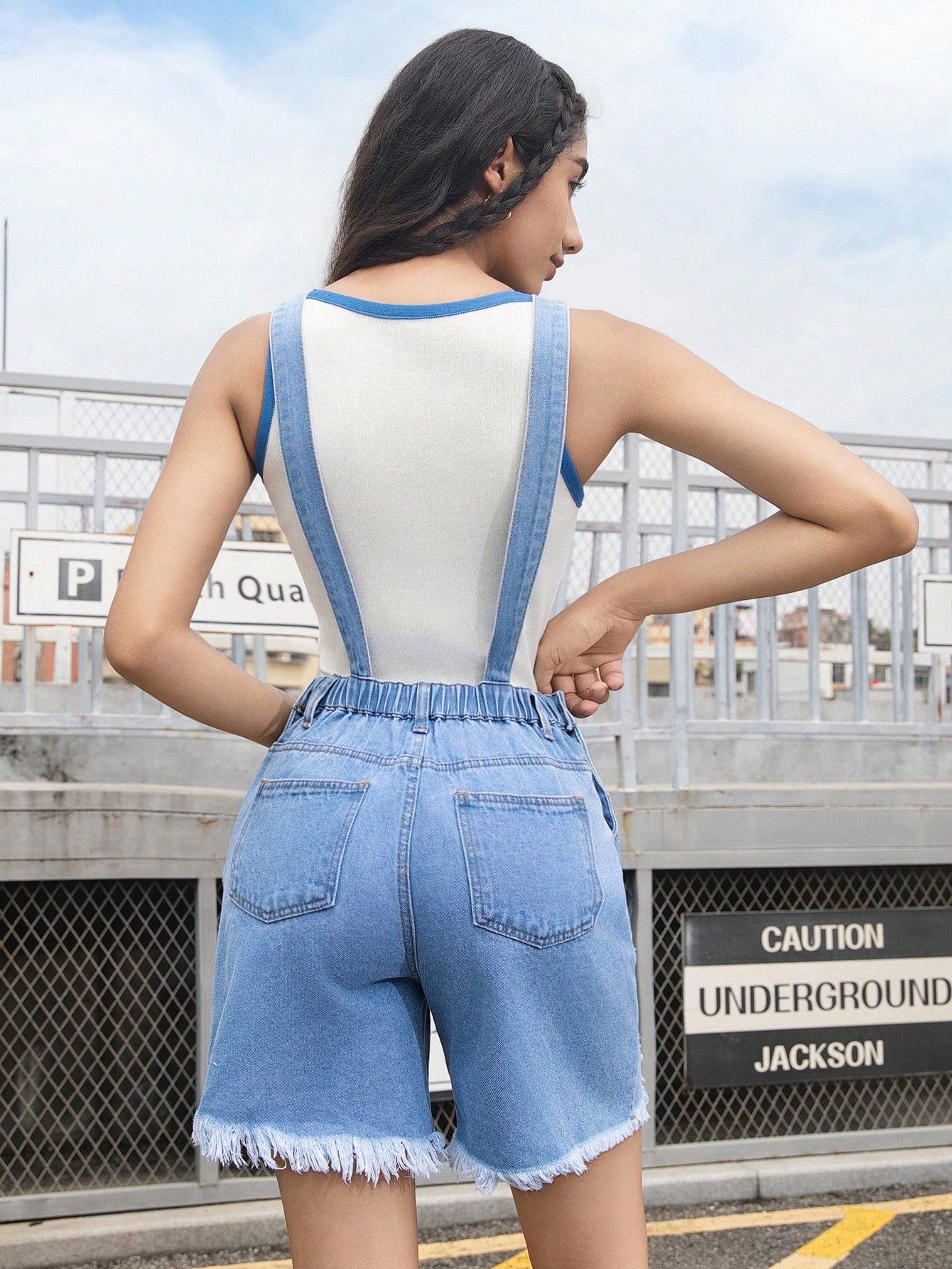 Teen Girls Casual Fashion College Style Washed Denim Overalls