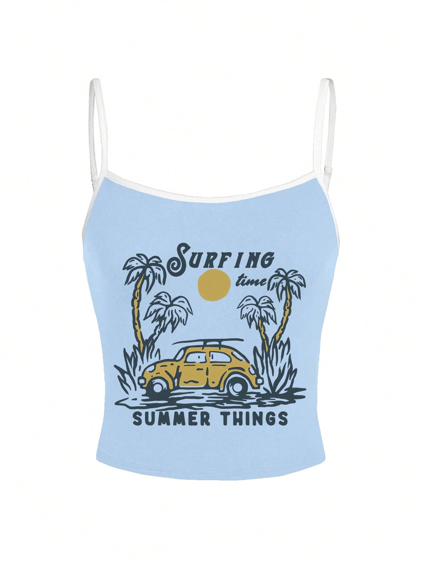 Casual Simple "COWBOYS TIME" Mountain Graphic Print Cami Top For Women, Suitable For Summer