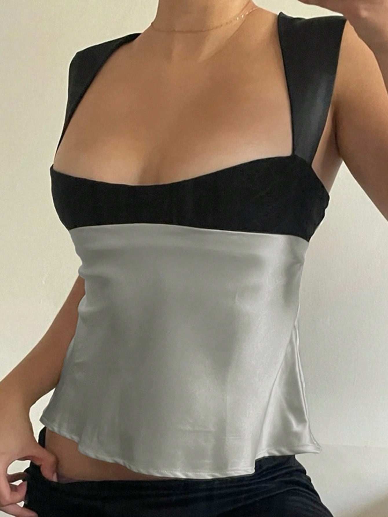 Women's Elegant Tank Top With Wide Shoulder Strap For Summer