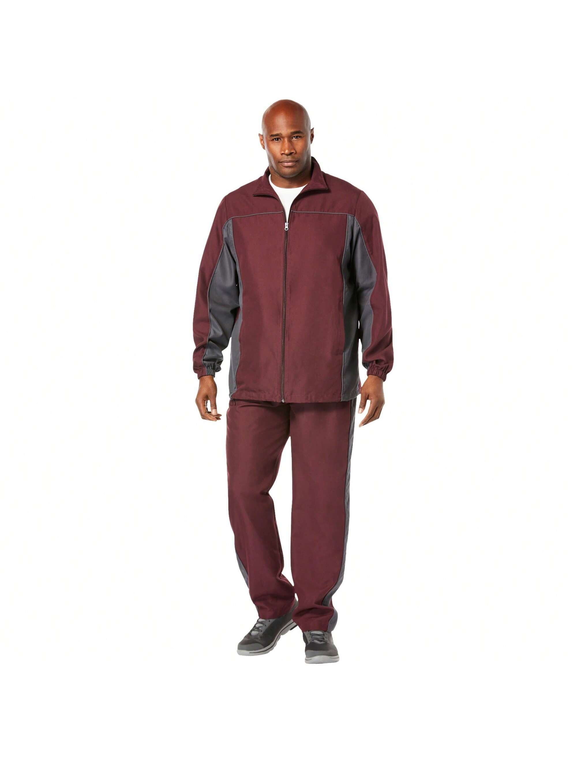 KINGSIZE KingSize Men's Big & Tall Long Sleeve Colorblock Tracksuit