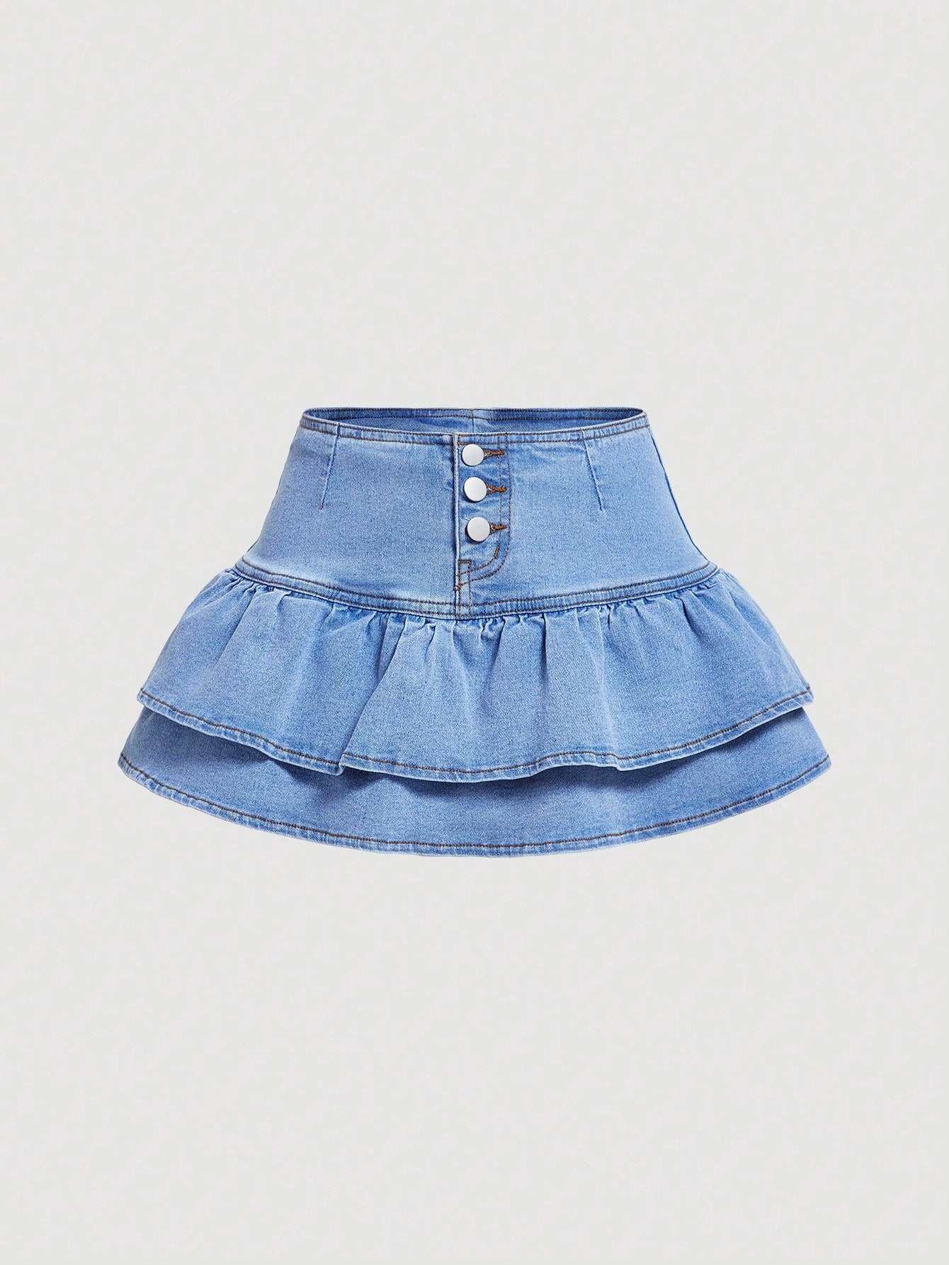 Women Sexy Summer Denim Mini Skirt With Ruffle Hem