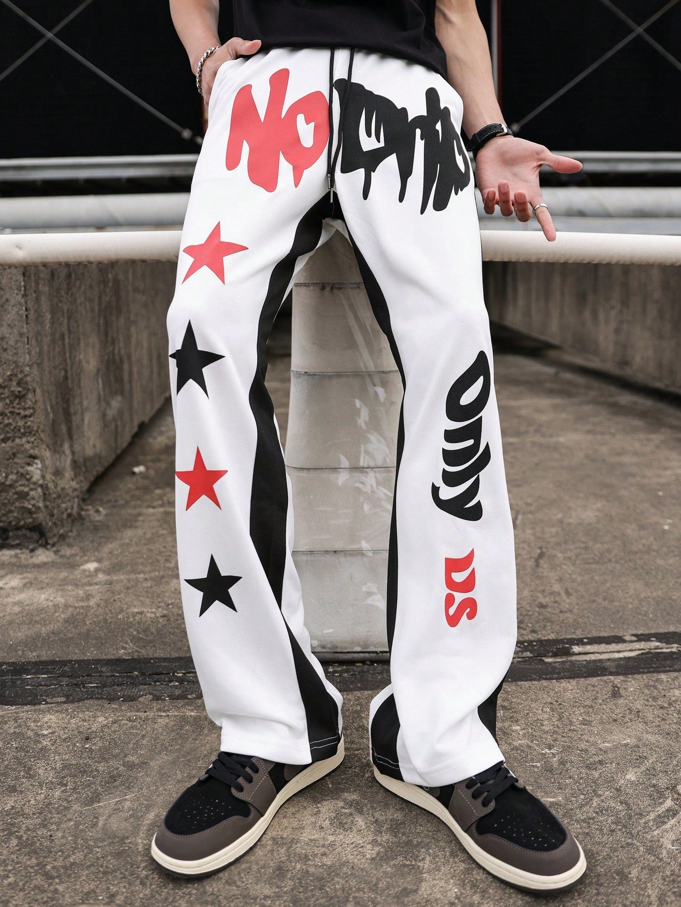 Men's Punk Style Printed Patchwork Long Pants