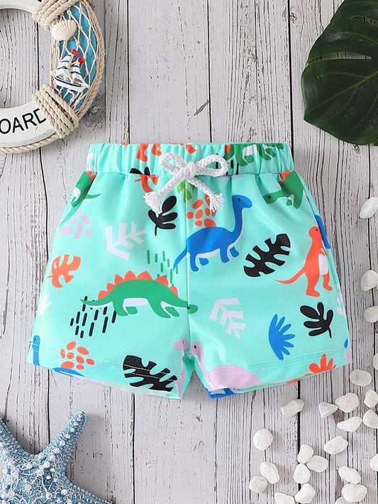 Dinosaur Print Young Boy Simple Daily Swim Trunks