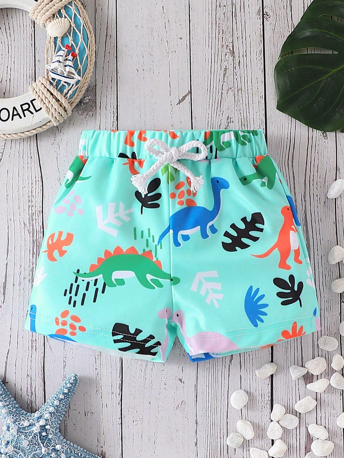 Cartoon Printed Young Boy Casual Boxer Swimming Trunks