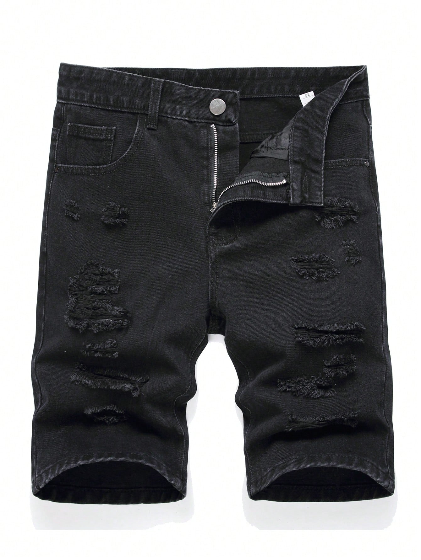 Men Cotton Ripped Frayed Denim Shorts