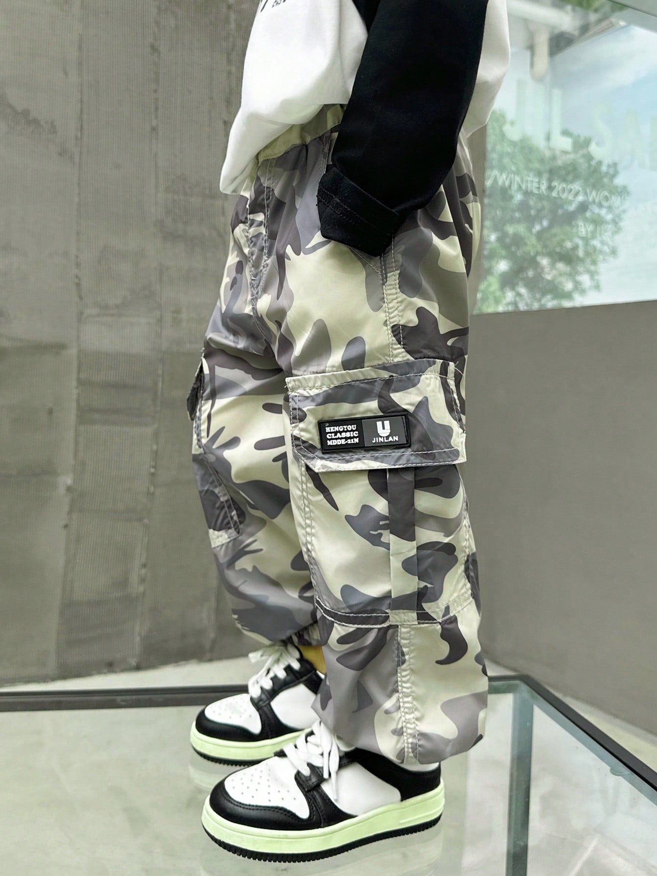 Young Boy Spring Summer Ultra-Ice-Cold Skin-Touch Camo Cargo Pants, For Children Aged 6-14 Years Old