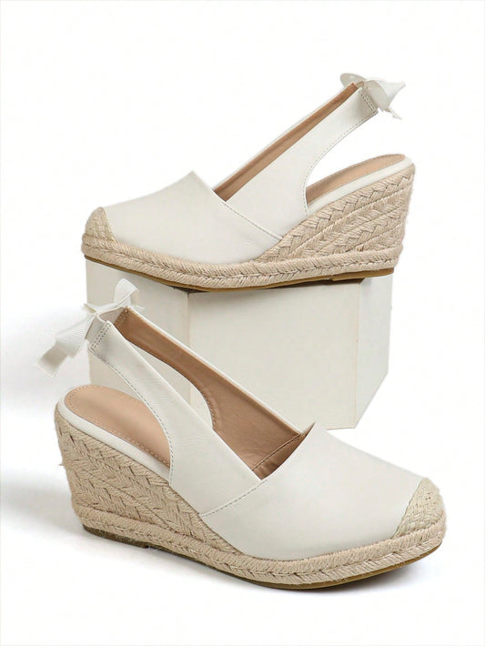 Fashionable And Unique Root-Wrapped Wedge Heel Shoes With Flashing Flower And Bow Detail For Women