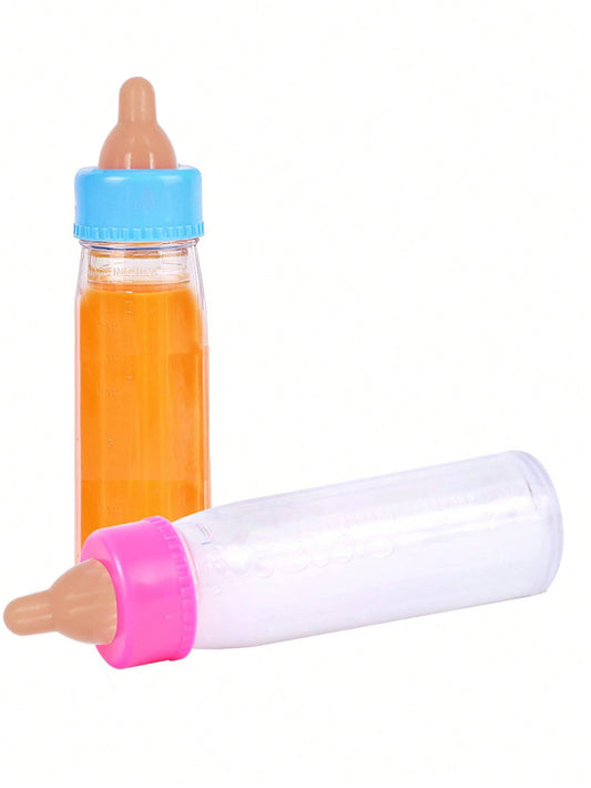 5.3 Inch Magic Baby Doll Bottles Milk Bottle And Juice Bottle Disappearing Liquid Great Baby Doll Accessories. Set With 2 Bottles