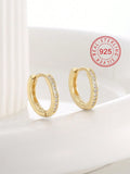 1pair 925 Silver Hypoallergenic Artificial Zirconia Inlaid Round Children's Earrings, With Gift Box & Blessing Card, Perfect Gift For Children, Teenage Girls, Or As Birthday Present For Friends