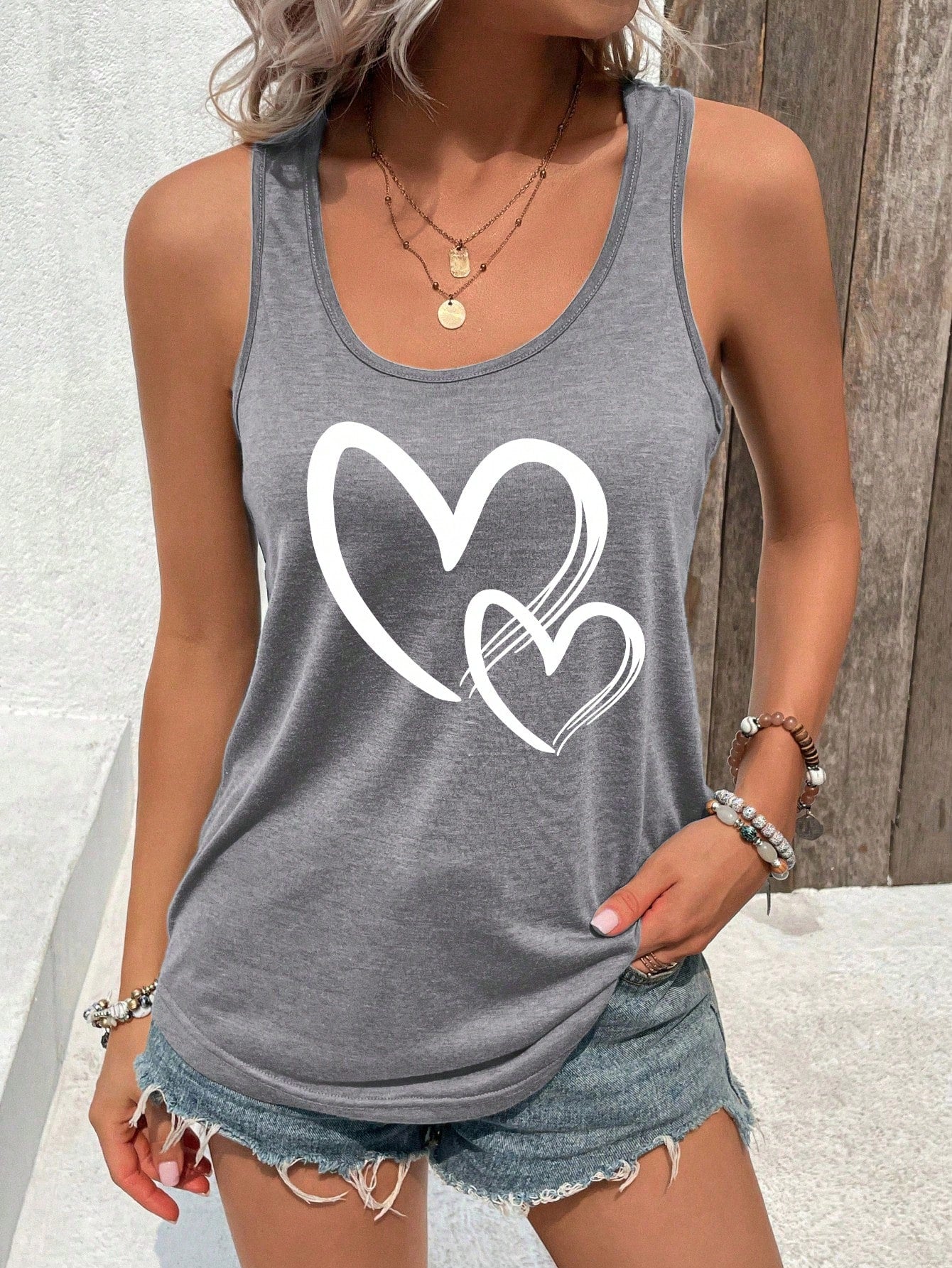 Women's Valentine's Day Heart Pattern Tank Top