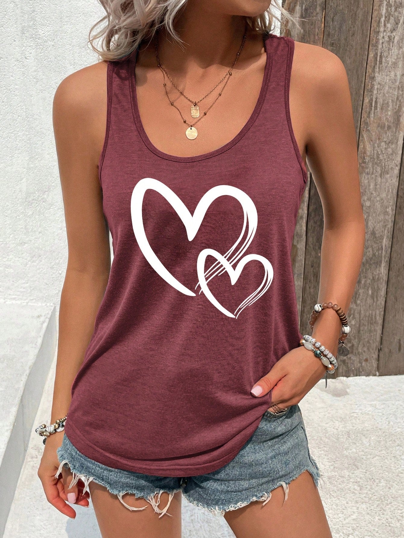 Women's Valentine's Day Heart Pattern Tank Top