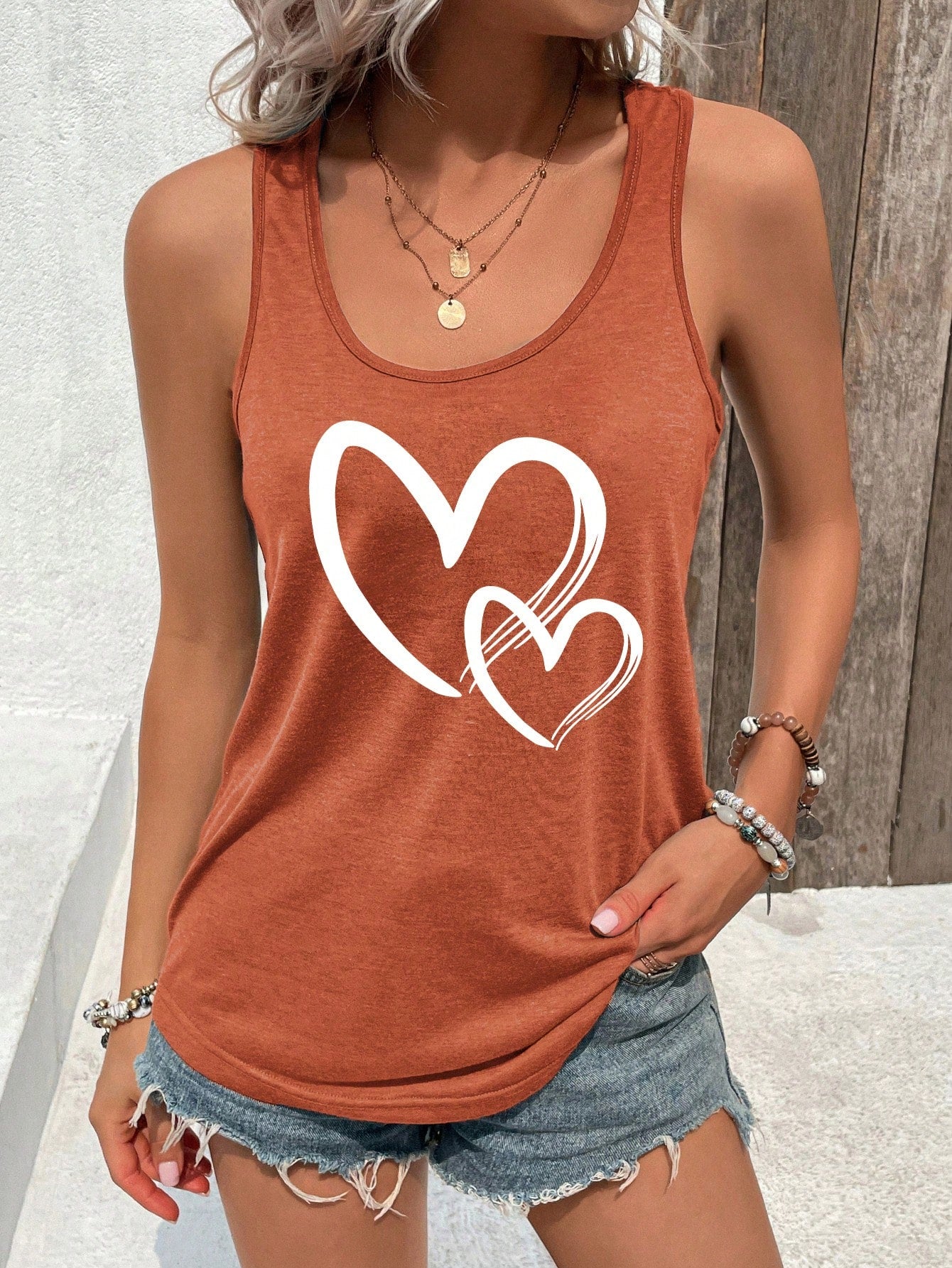 Women's Valentine's Day Heart Pattern Tank Top