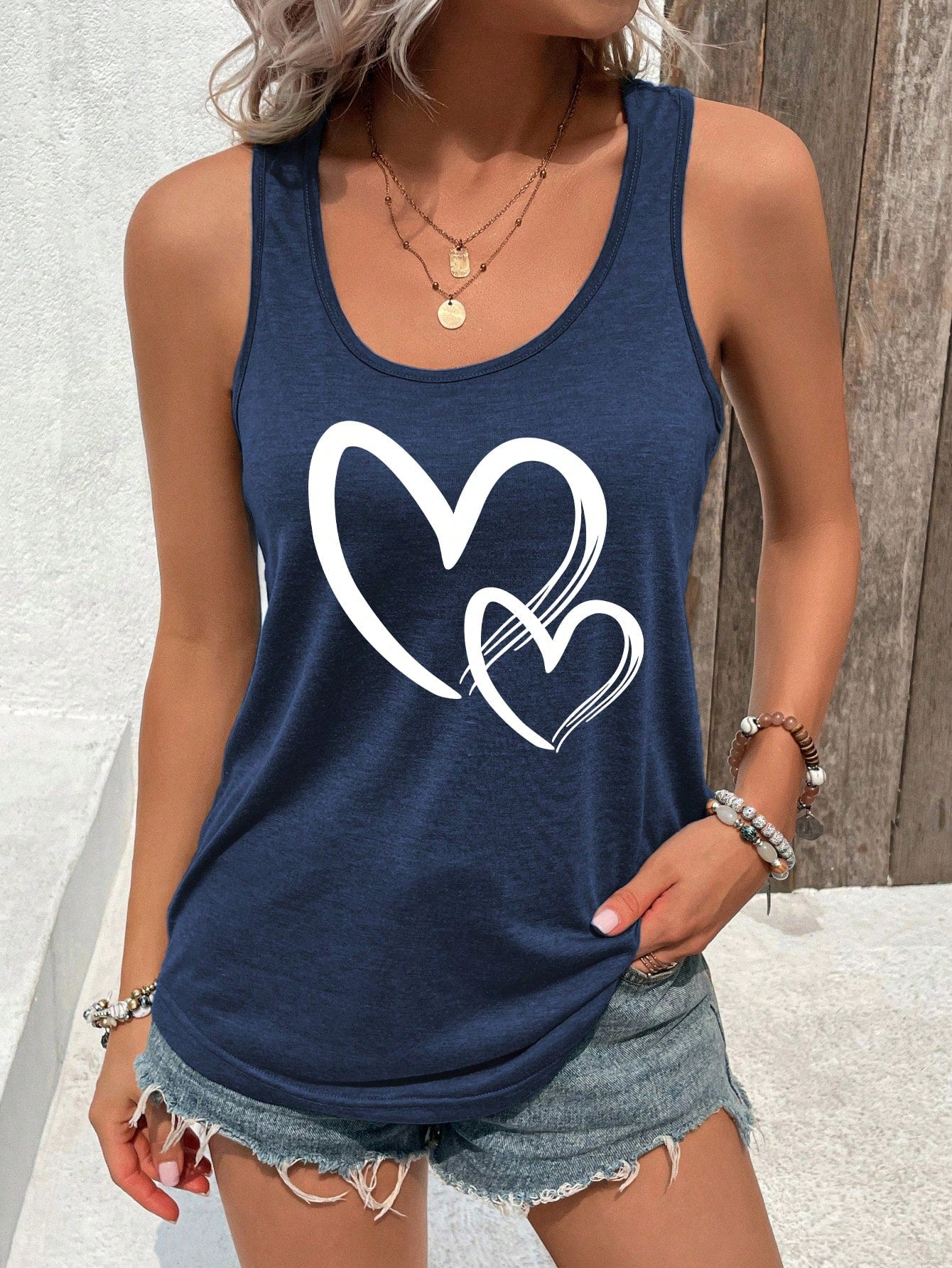 Women's Valentine's Day Heart Pattern Tank Top