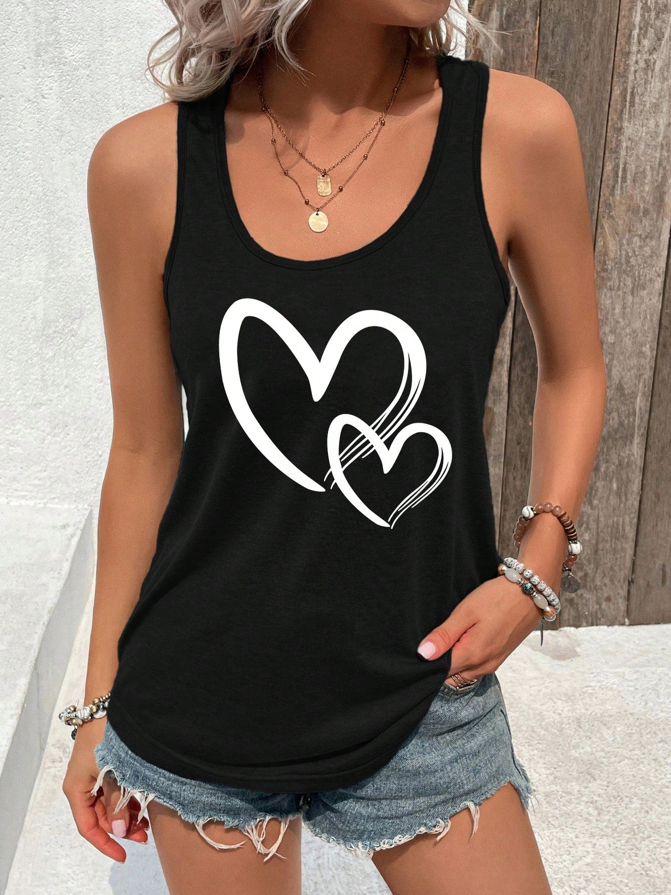 Women's Valentine's Day Heart Pattern Tank Top