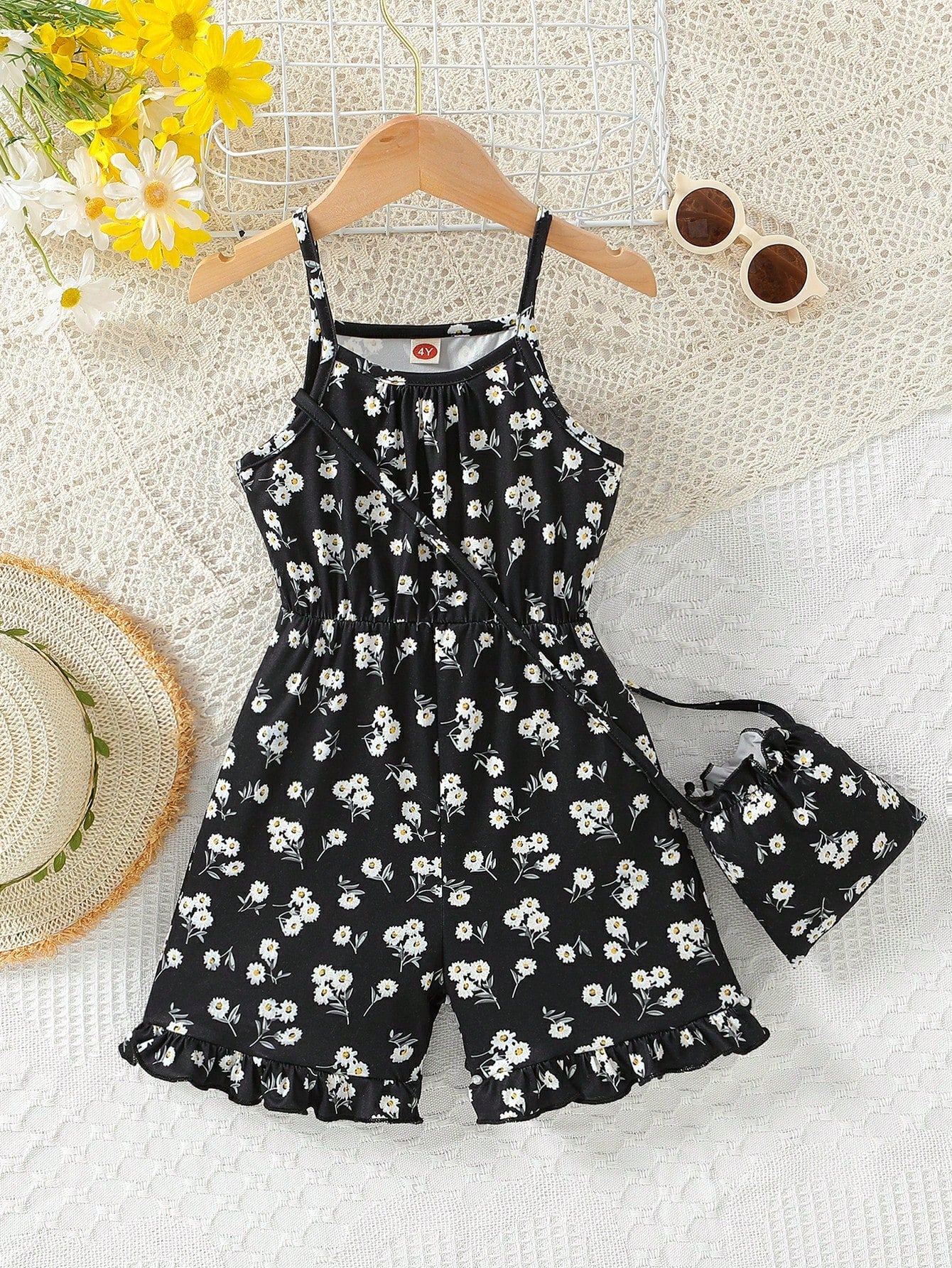 Fashionable Beachy Jumpsuit With Straps For Young Girls, Summer