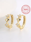 1pair 925 Sterling Silver Hypoallergenic Heart Stud Earrings With Artificial Zirconia Stone Inlay, Gift Box & Blessing Card Included. Lovely Earrings As Children's Gifts For Little Girls