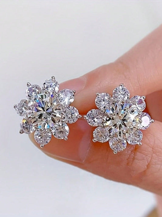 1 Pair Children Elegant Cubic Zirconia Stud Earrings For Girls Gifts For Daily Decoration For Party Jewelry Birthday Gift