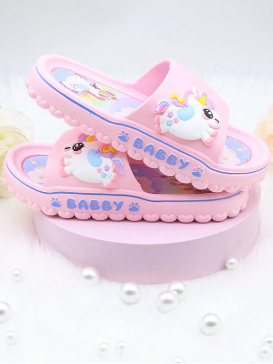 Girls' Fashionable Unicorn Baby Slippers, Summer Sandals, Cute Princess Slippers, Soft & Comfortable Children's Slippers