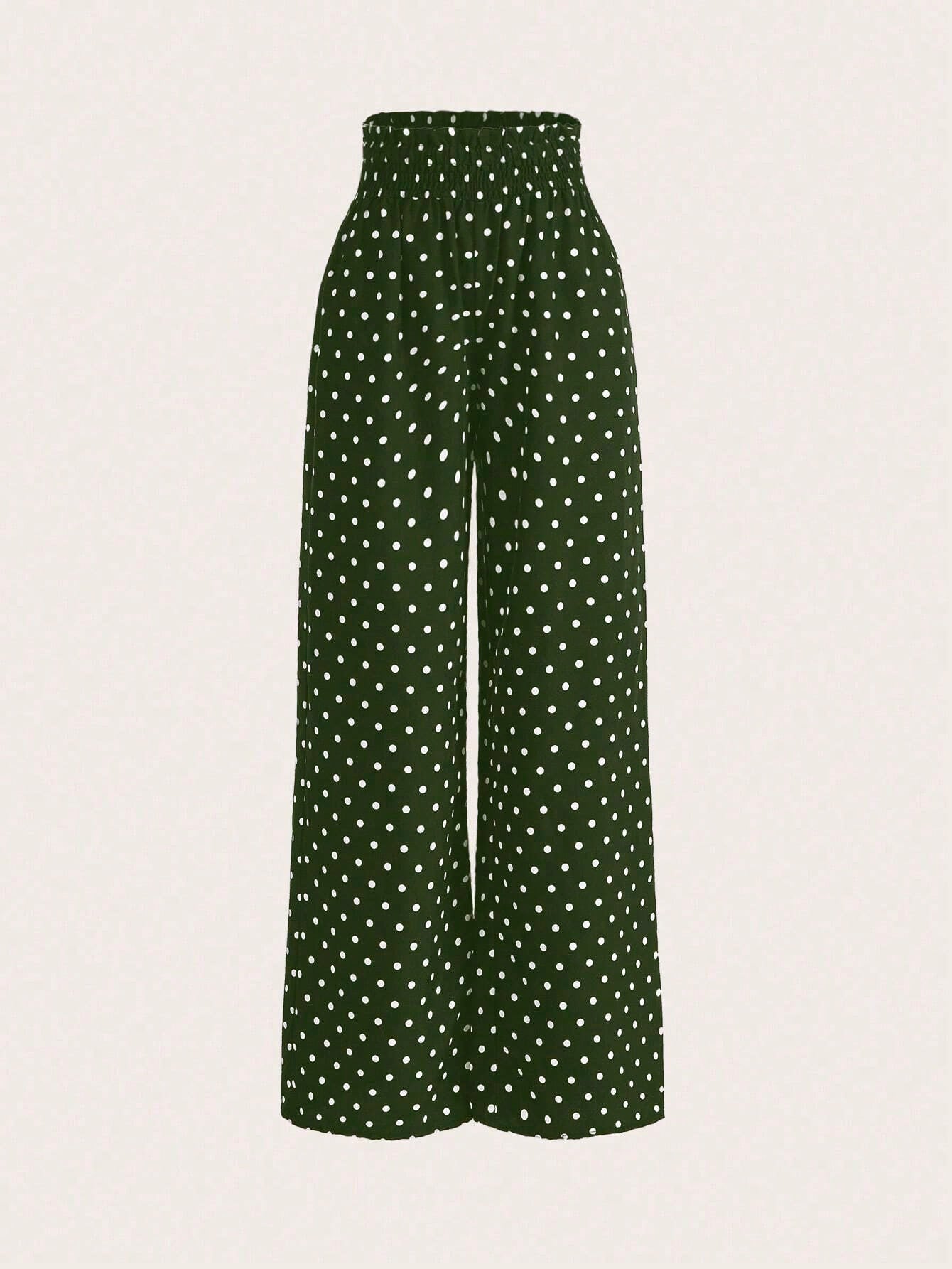 Raffinéa Polka Dot Print High Waist Wide Leg Pants