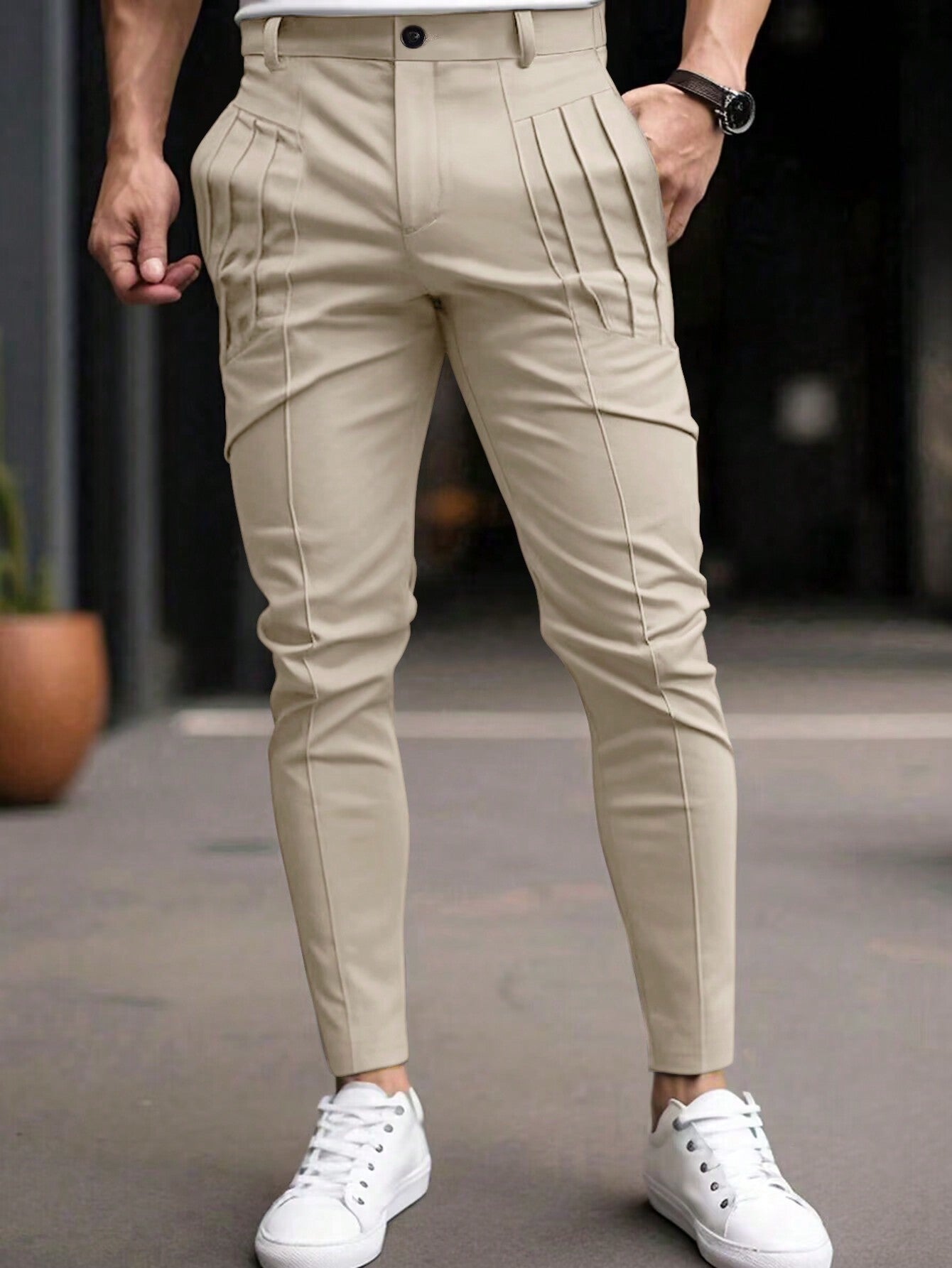 Men's Solid Color Simple Style Suit Pants