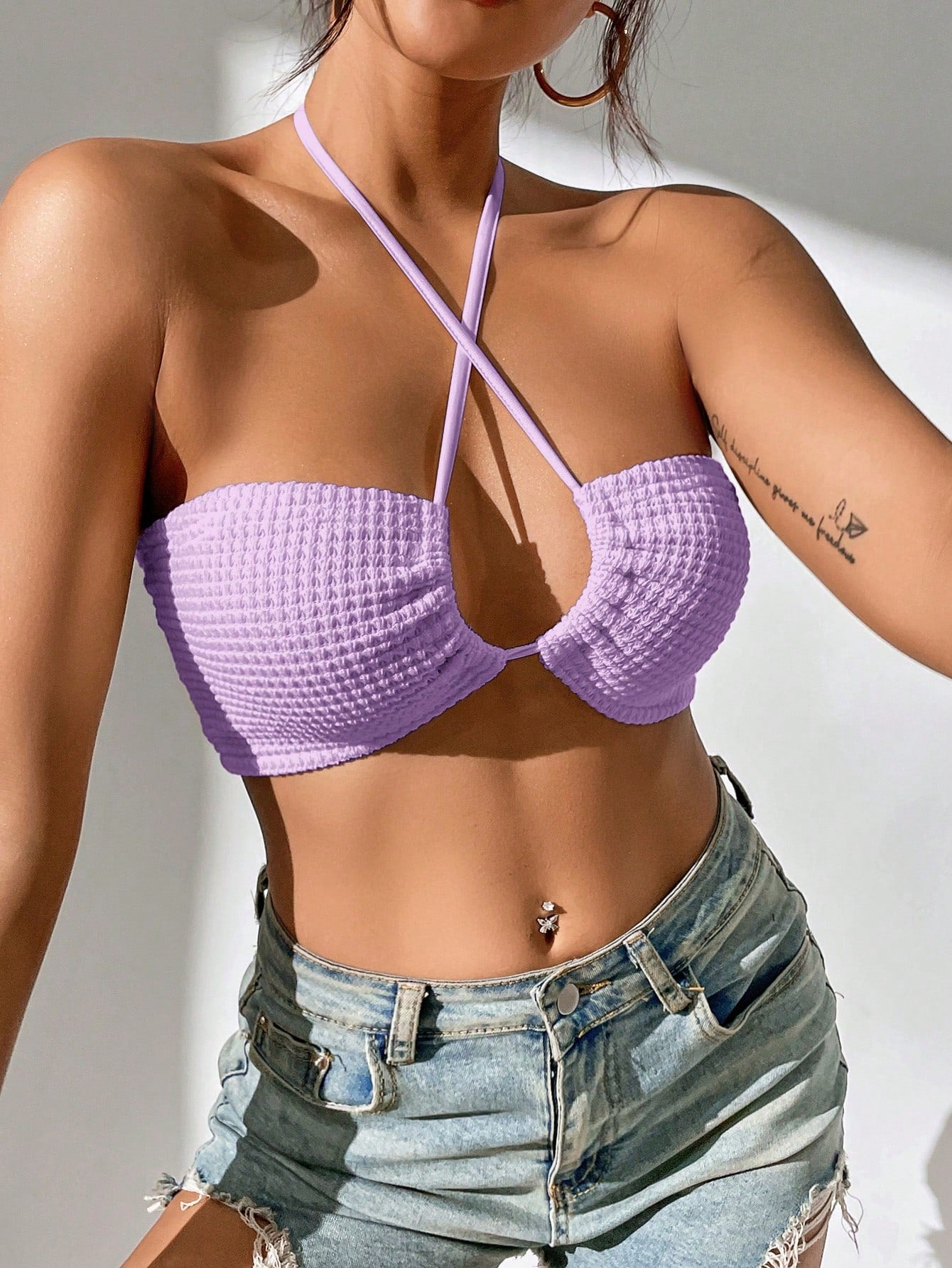 Crisscross Tie Back Crop Halter Summer Top