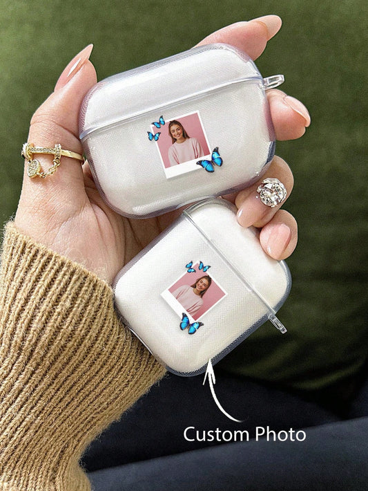 1pc Custom Name AirPods Case, Butterfly AirPods Cover, Prevent Falling For Your AirPods, For AirPods 1/2/3/Pro/Pro 2 Transparent TPU Shell, Prevent Scratches, Dust, Wear And Tear, Anniversary Gift, Birthday Gift, Mother's Day Gift, Father's Day Gift, Best