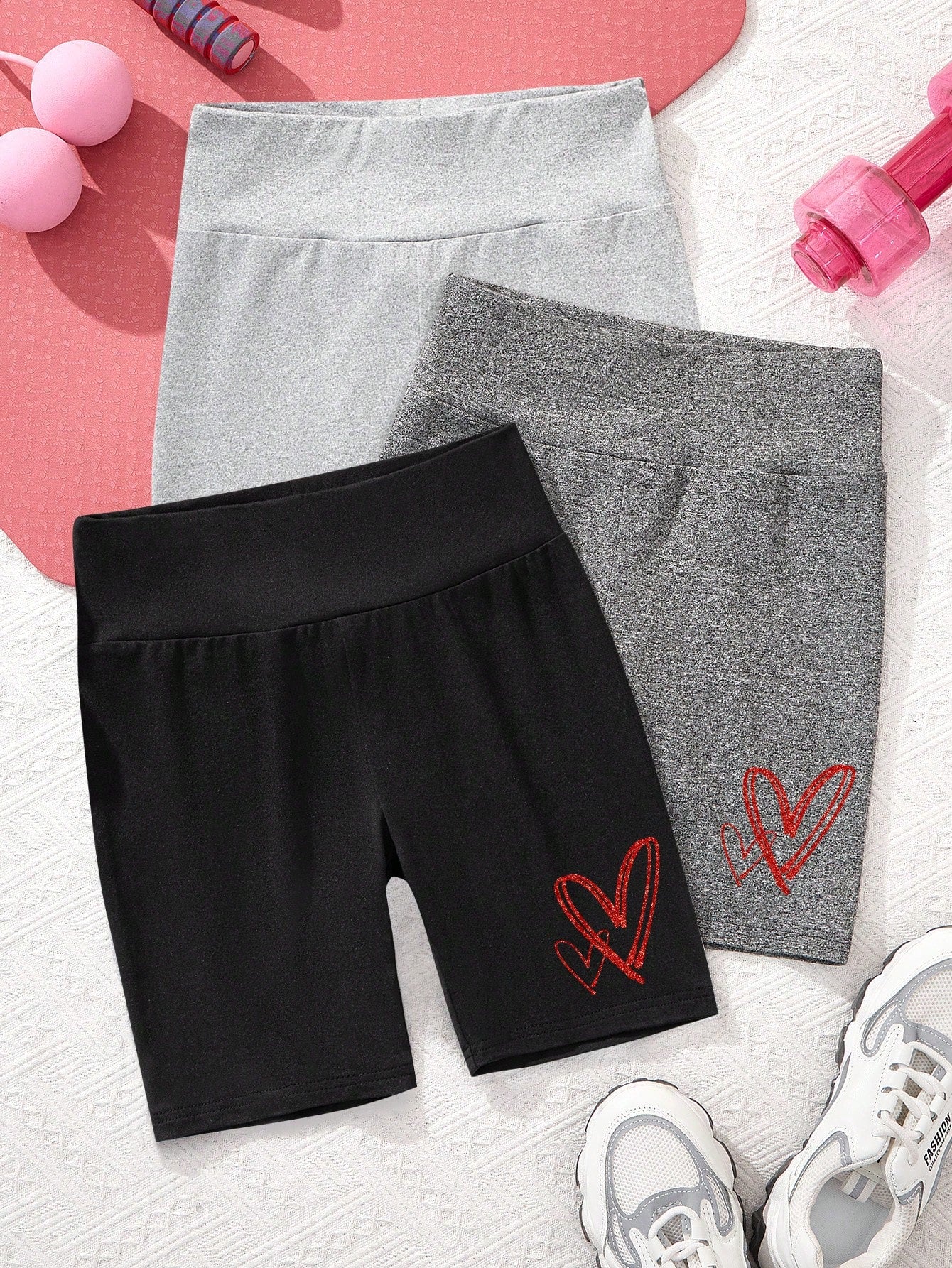 Tween Girl Casual Simple Heart Pattern Leggings Suitable For Spring And Summer