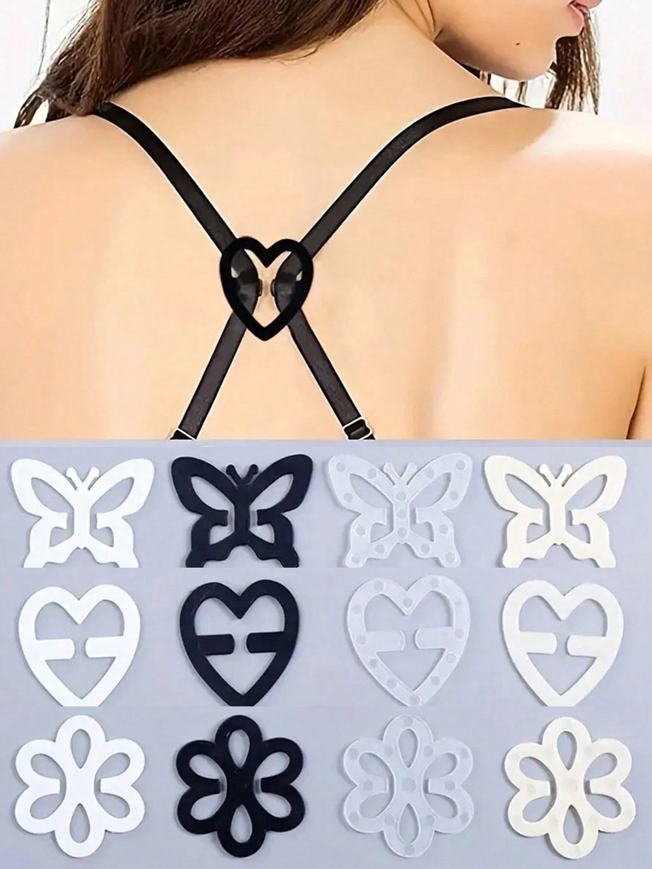 12pcs/Set Creative Butterfly, Heart Shaped, Plum Flower Shaped Invisible Bra Clips, Perfect Solutions For Slipping Bra StrapsBody Care For Travel,Sport,Outdoor