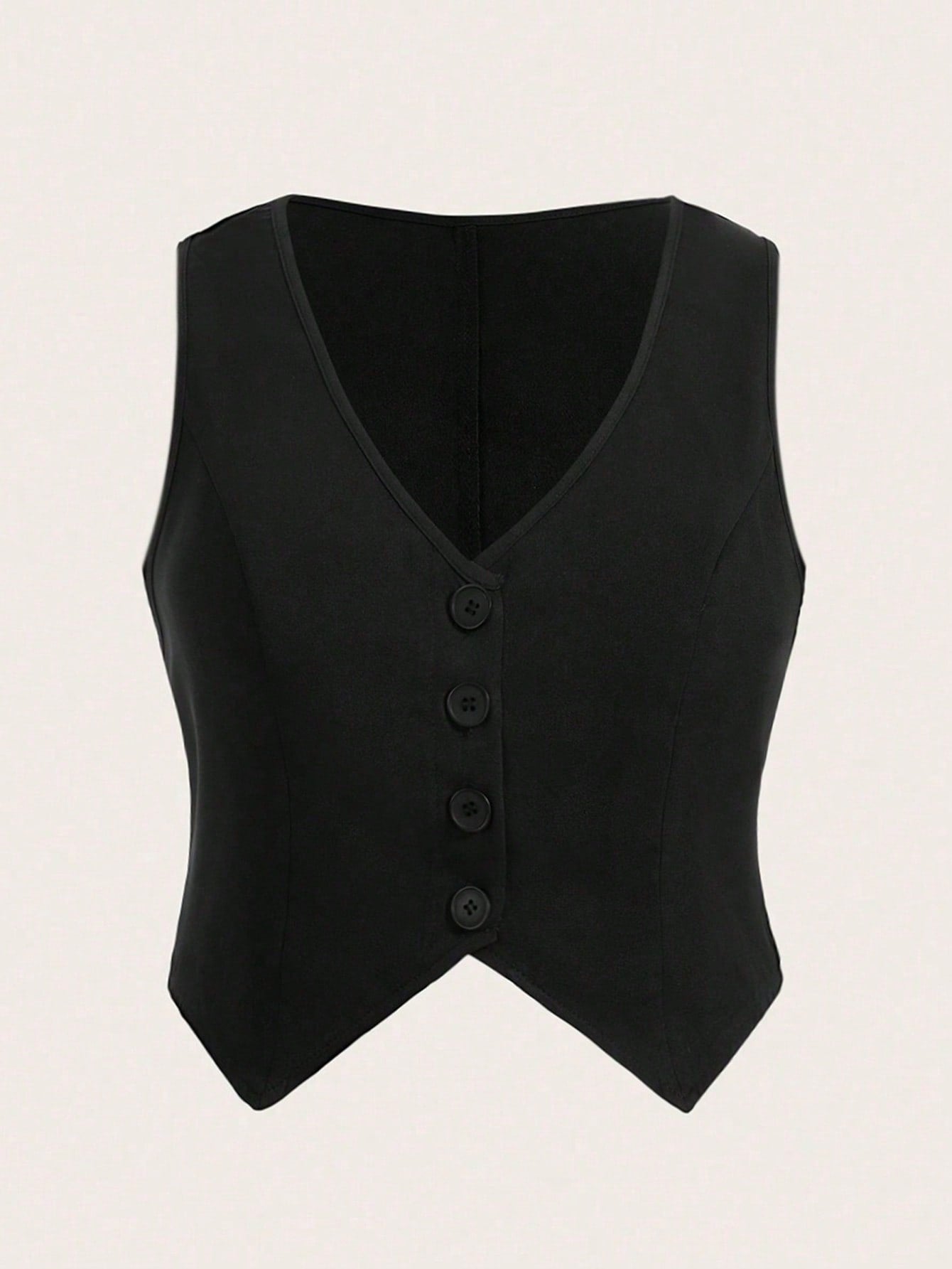 Plus Size Buttoned Suit Vest