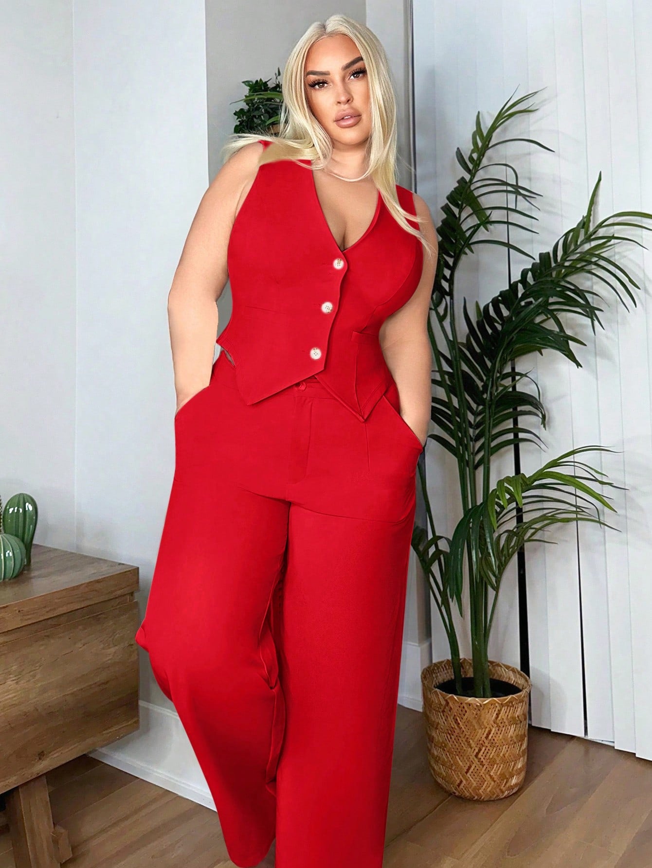 Plus Size Slim Fit Classic Solid Color Suit Vest Date Night Outfits Sexy Outfits Club Birthday Outfit Spring Summer Women Clothes Bachelorette Party