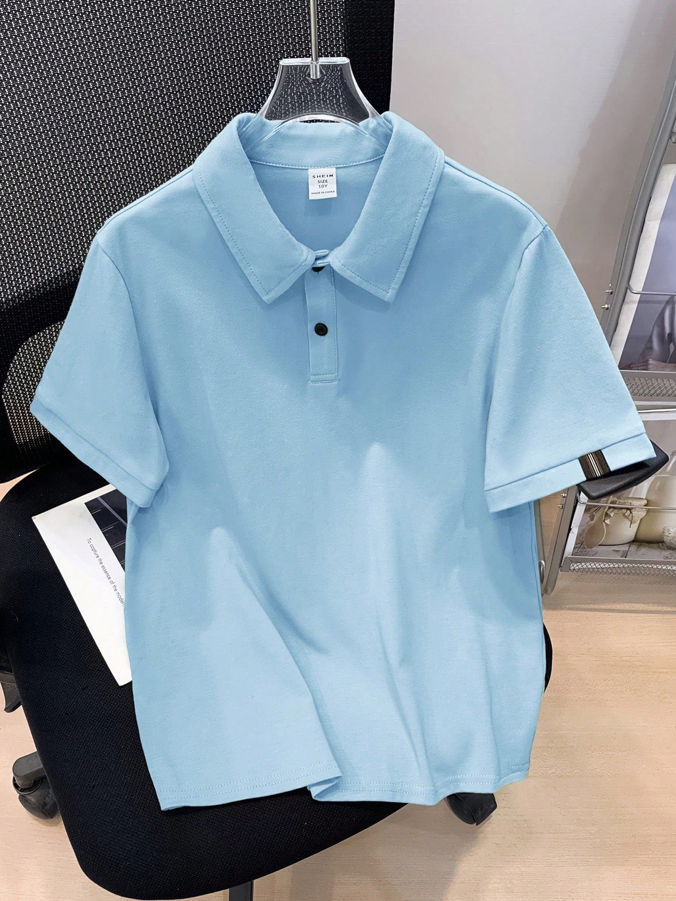 Tween Boy Casual Vacation Style Half-Placket Collar Loose Short-Sleeve Knitted Polo Shirt