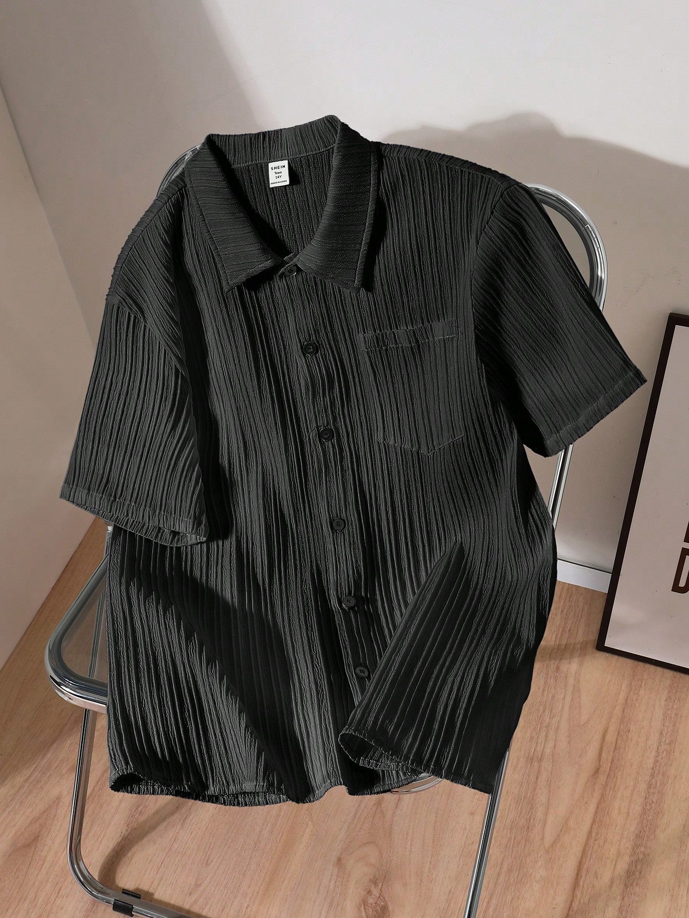 Teenage Boys Casual Loose Fit Stylish Solid Color Long Sleeve Shirt