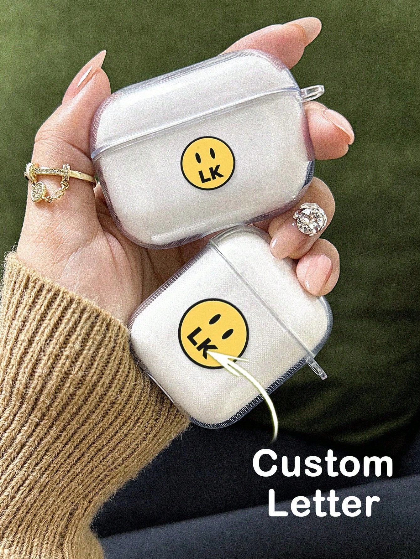 1pc Custom Name AirPods Case, Personalized Name Initials AirPods Cover, Custom Engraved Initials Monogram Airpod Case, Personalized Name Airpods Case, Anniversary Gift, Birthday Gift, Mother's Day Gift, Father's Day Gift, Best Friend Gift, Gift For Mom/Da