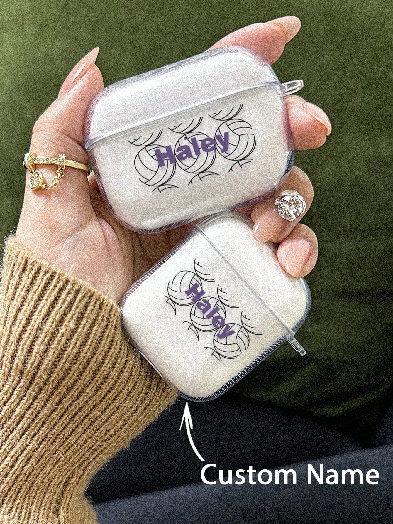 1pc Custom Name AirPods Case, Jersey Number AirPods Case, Personalized Name AirPods Cover, Wreath DIY Transparent TPU Shell, For AirPods 1/2/3/Pro/Pro 2, Prevent Scratches, Dust, Wear And Tear, Anniversary Gift, Birthday Gift, Mother's Day Gift, Father's