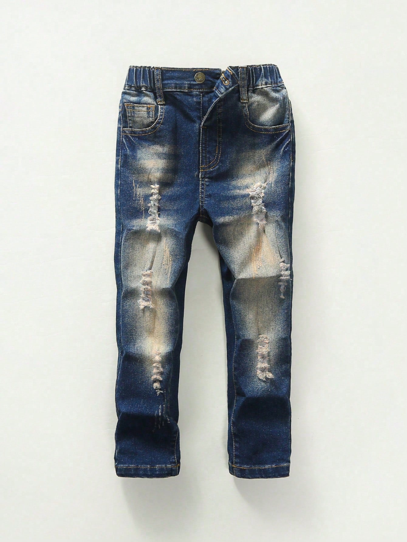 Kids Young Boy Ripped Straight Leg Jeans