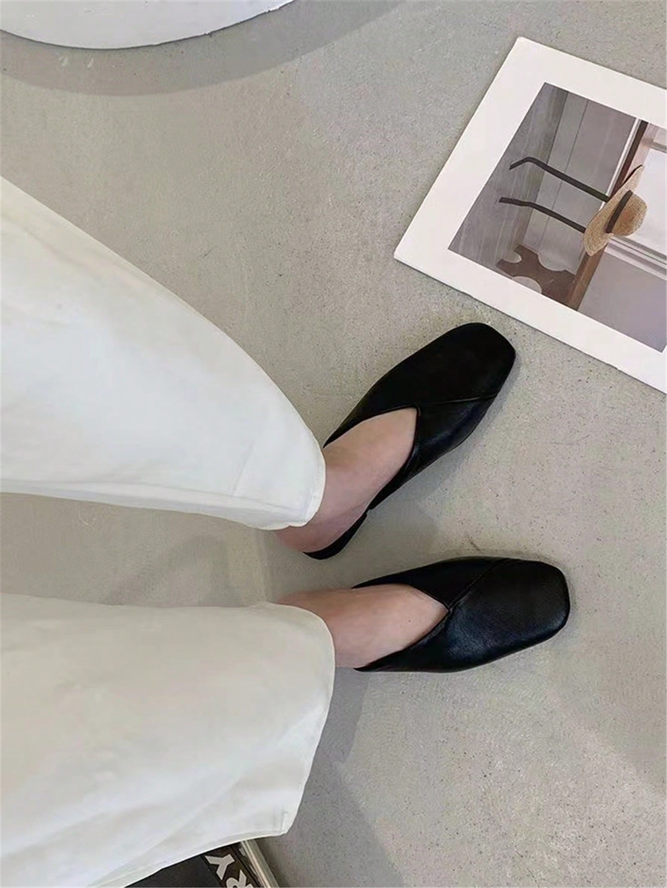 Women's Elegant Square Toe Mules, Flat Shoes With Light-Weight PU Material For Formal Occasions